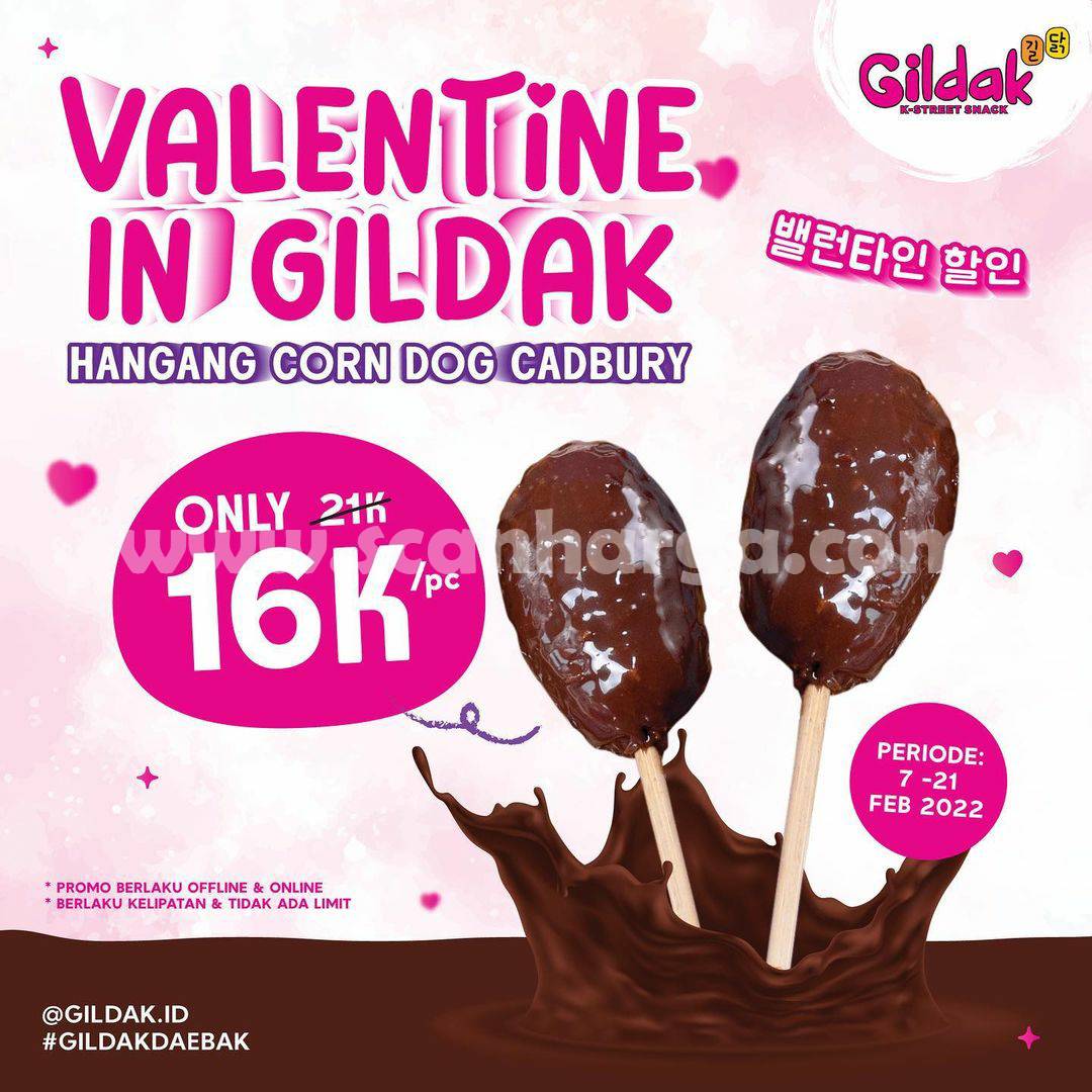 GILDAK Promo Valentine - Harga Spesial Hangang Corn Dog Cadbury hanya 16rb