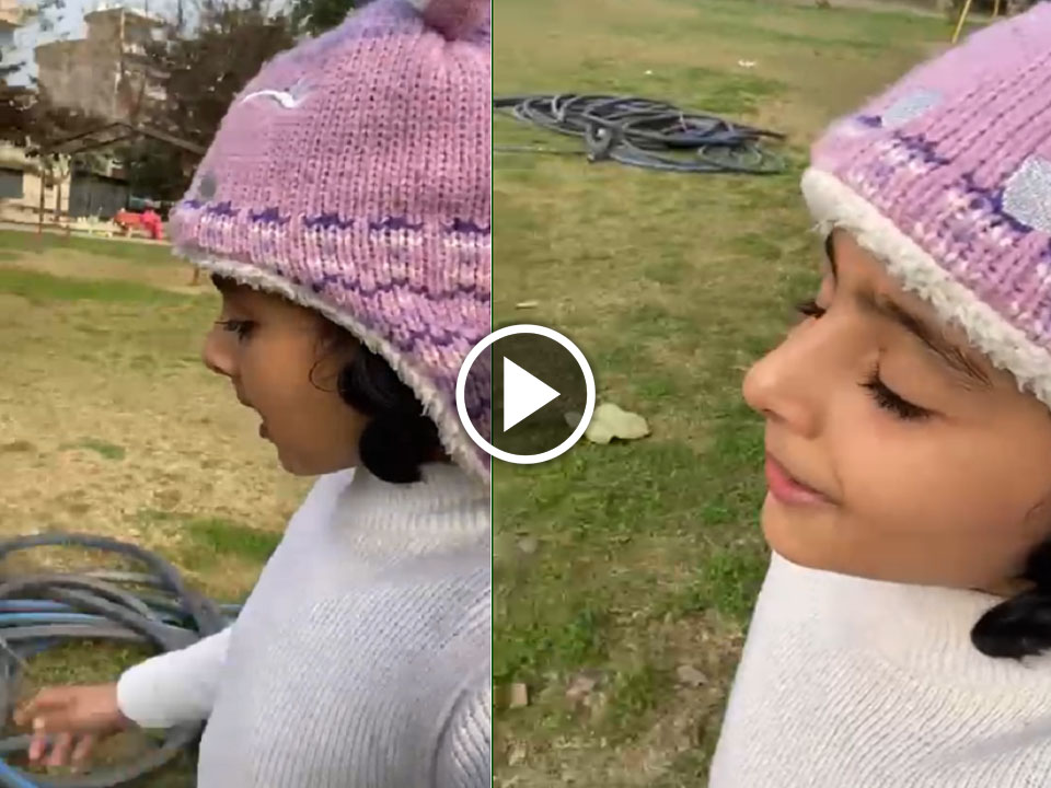 Viral Video of little girl in a public park saying Hello Guys