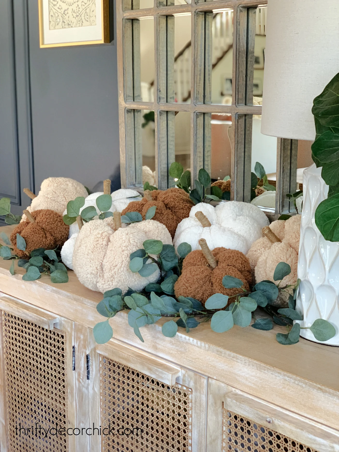 DIY fluffy fabric pumpkin decor