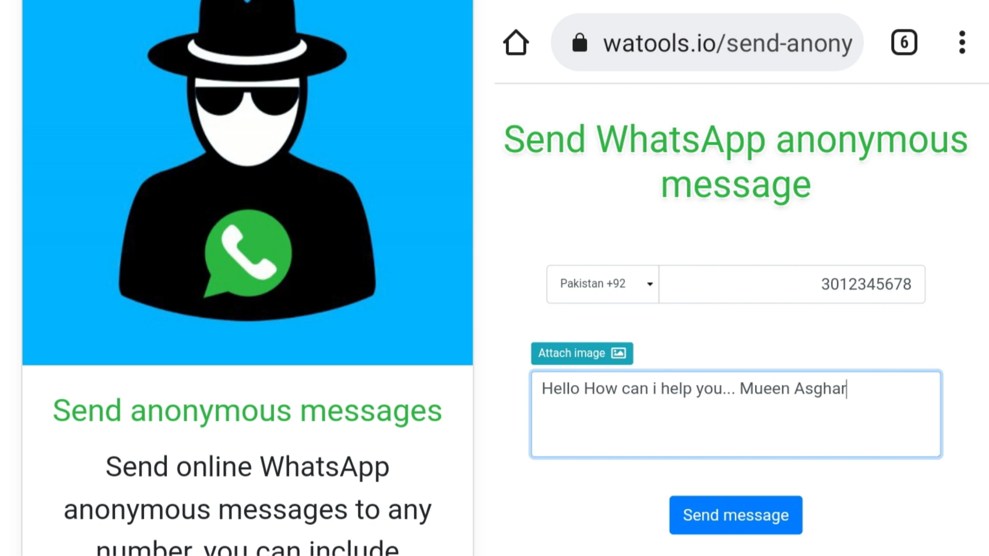 How to send WhatsApp message without showing your number