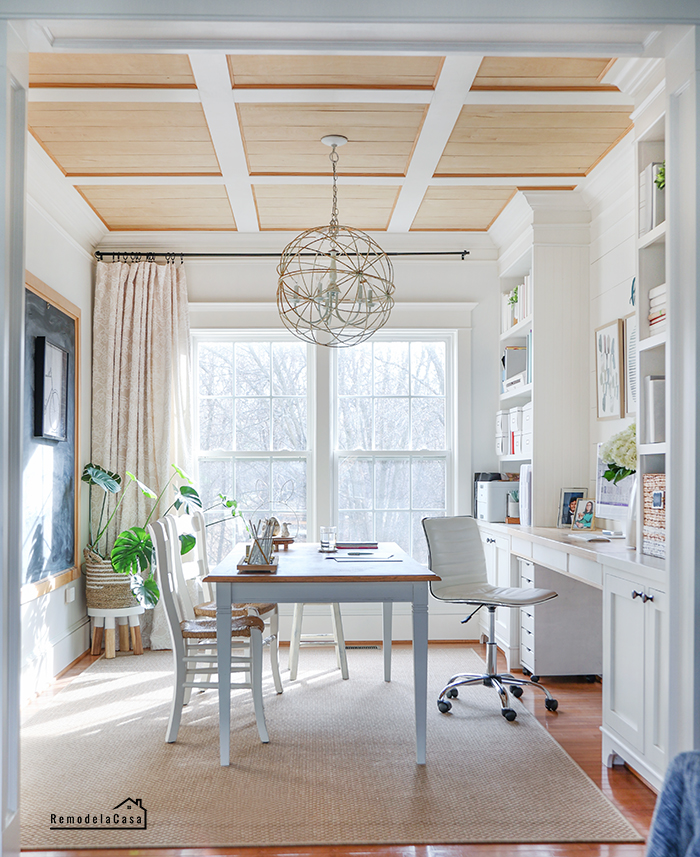 DIY Coffered ceiling in home office