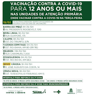 Centro de Saúde Dr. Armando Gomes de Sá Couto, na Várzea, passa a vacinar contra a COVID-19 todas as terças e quintas-feiras