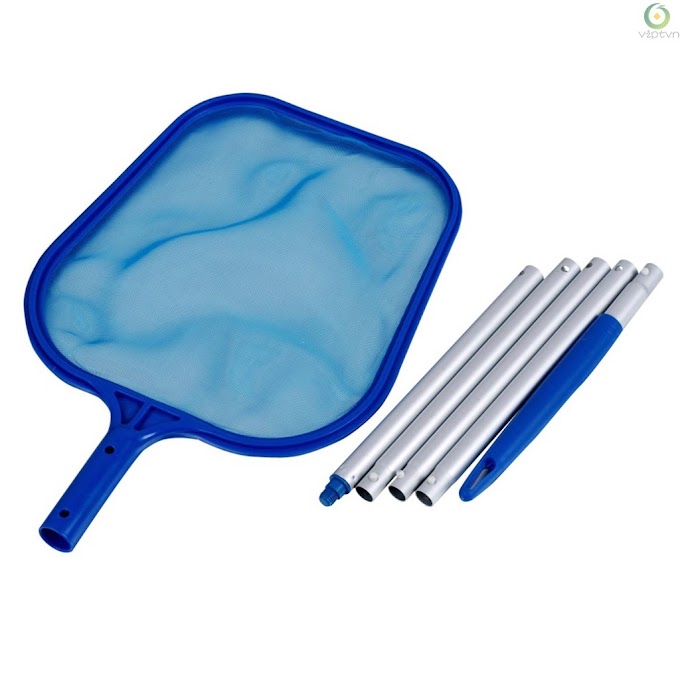 [ viptool.vn ] Pool Cleaning Net with 45-inch Pole Swimming Pool Cleaner Net with 5 Detachable Aluminum Pole Sections Pool Leaf Rake Pr