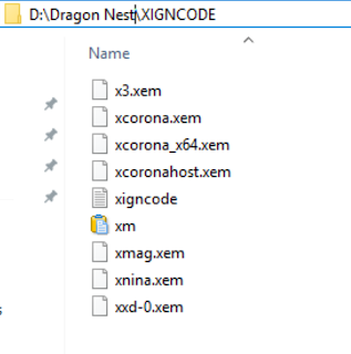 Folder Xigncode Dragon Nest Sea