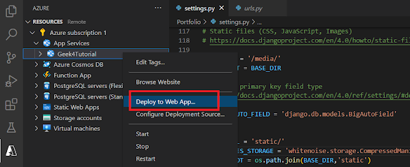 Deploy your Django web app to Azure Web App using App Service - F1 free plan