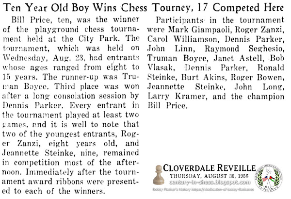 Ten Year Old Boy Wins Chess Tourney, 17 Competed Here