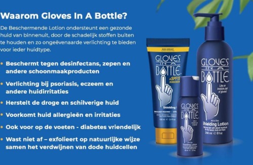 Gloves in a bottle bodylotion huidproblemen