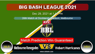 Big Bash League MLR vs HBH 26th T20 Match Prediction 100% Sure