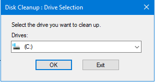 drive selection - disk cleanup