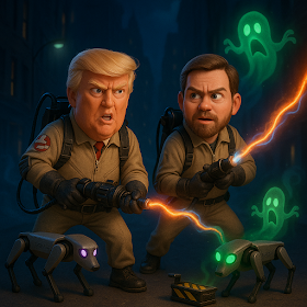 President Trump and JD Vance as Ghostbusters