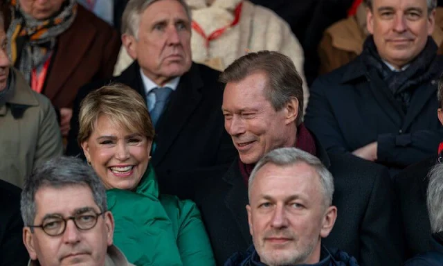 Grand Duchess Maria Teresa wore a green dovn puffer jacket, coat. Esch-Alzette, European Capital of Culture