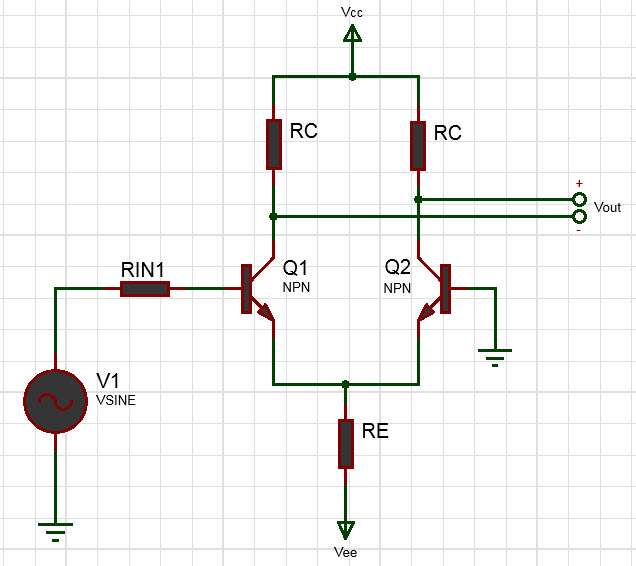 circuit diagram of  Single Input Balanced Output Differential Amplifier