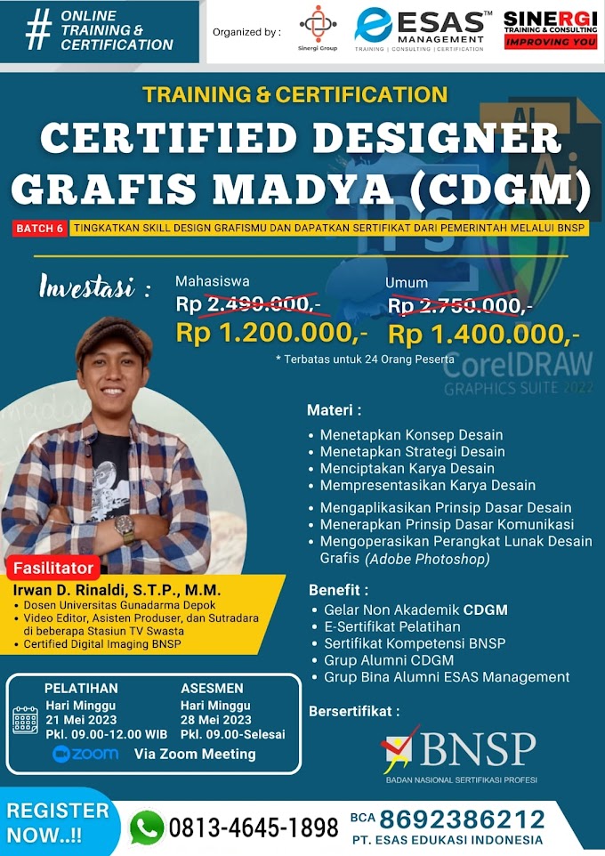 WA.0813-4645-1898 | Certified Design Grafis Madya (CDGM), Sertifikasi BNSP RI Design Grafis 21 Mei 2023