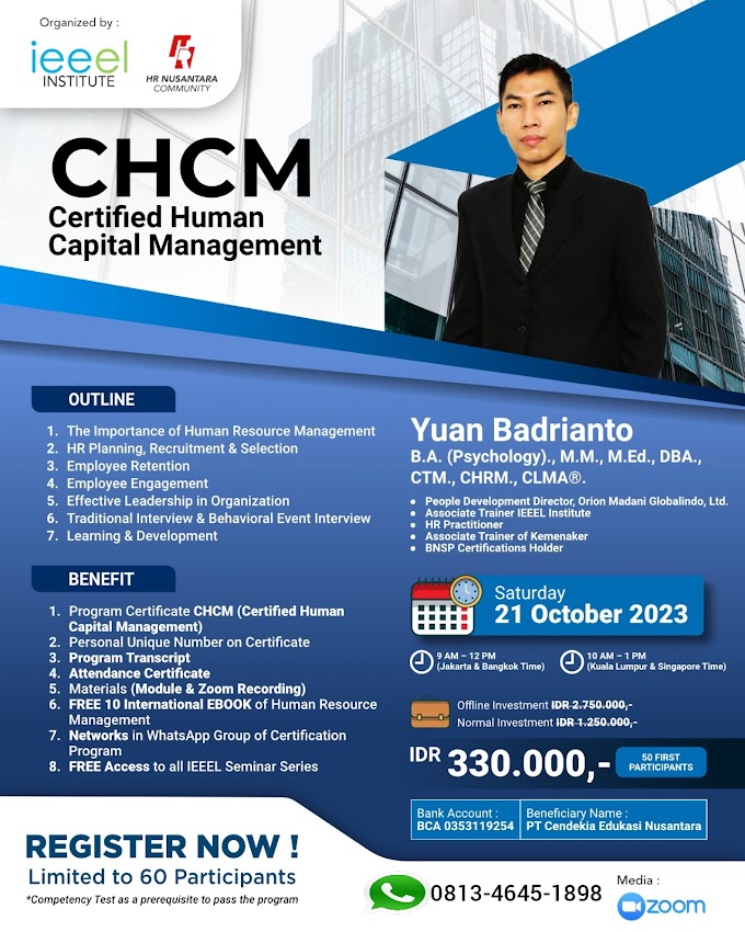 WA.0813-4645-1898 | Certified Human Capital Management (CHCM) 21 Oktober 2023