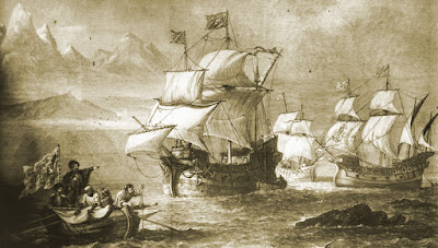 Fleet in the Strait of Magellan.