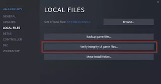 After that select the option that states Verify integrity of game files.