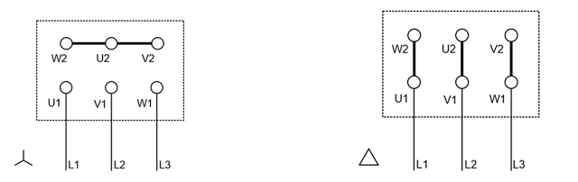 6 leads Single winding Single speed Motor Connection