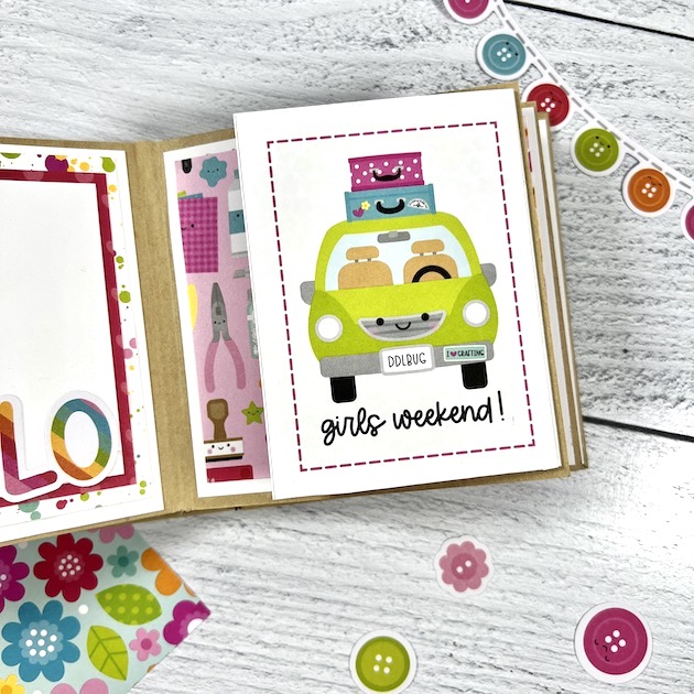 Crafting with Friends Mini Scrapbook Album page with folding element