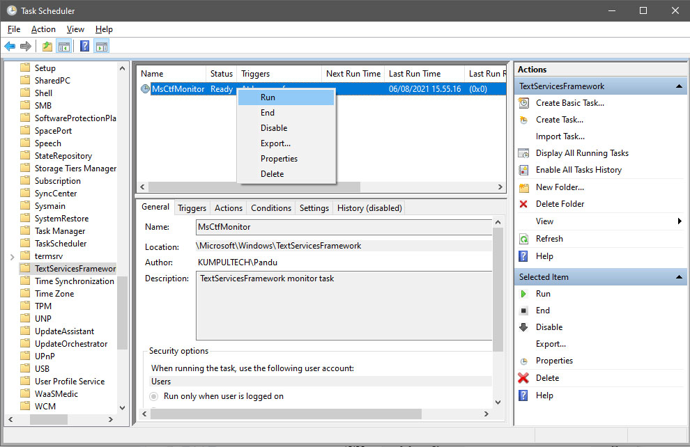 Perbaiki file MsCtfMonitor.xml yang rusak atau terhapus