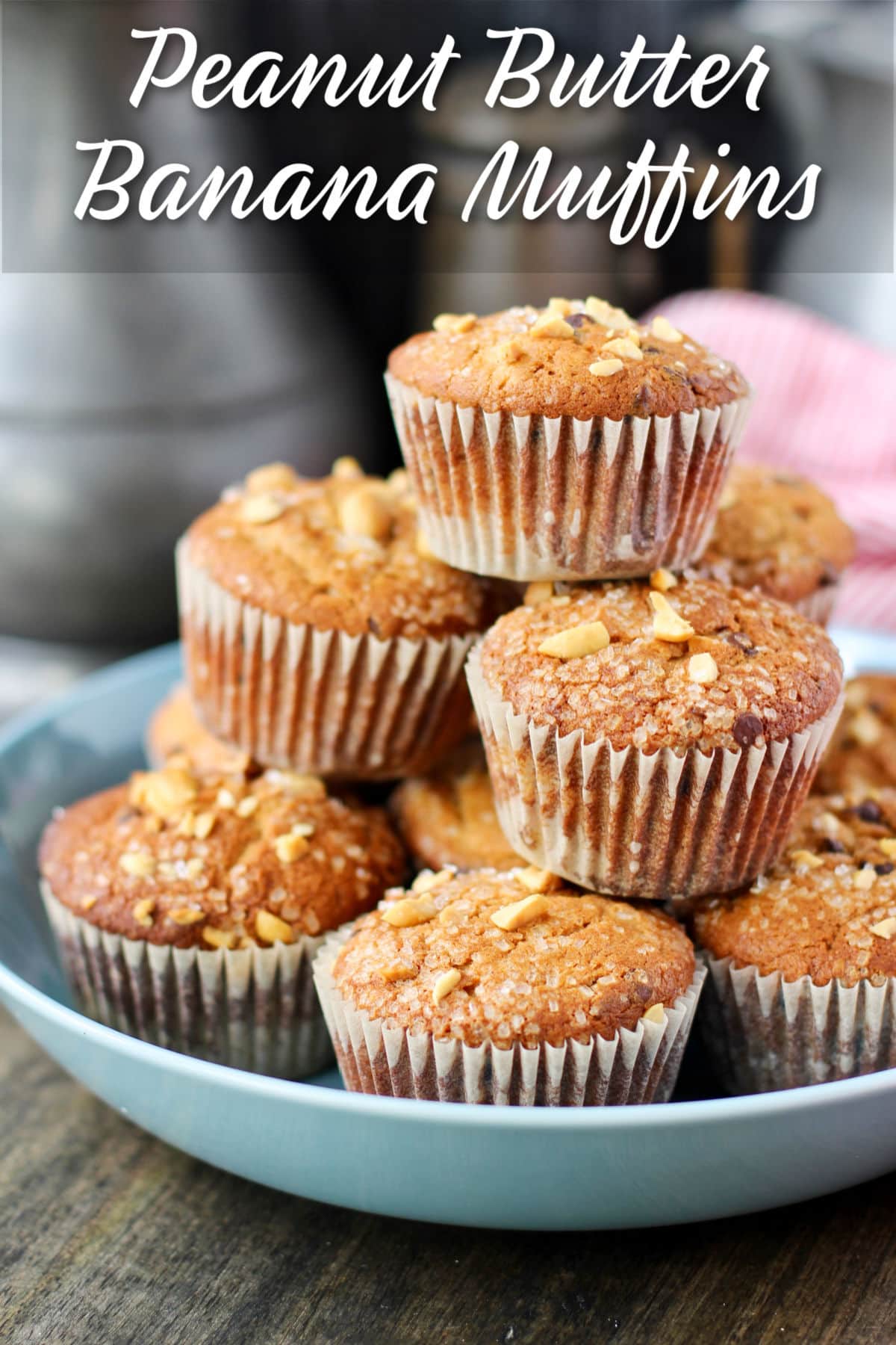 Peanut Butter Banana Muffins in a bowl.