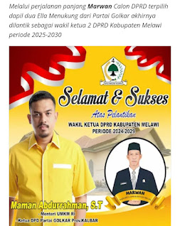 Selamat atas dilantiknya MARWAN