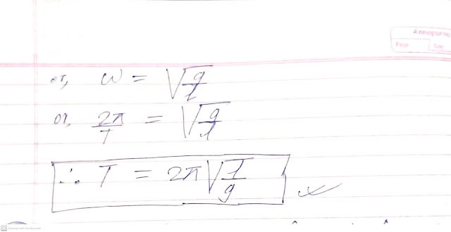 Show that the motion of a simple pendulum is simple harmonic for small amplitude. Find an expression for its time period.