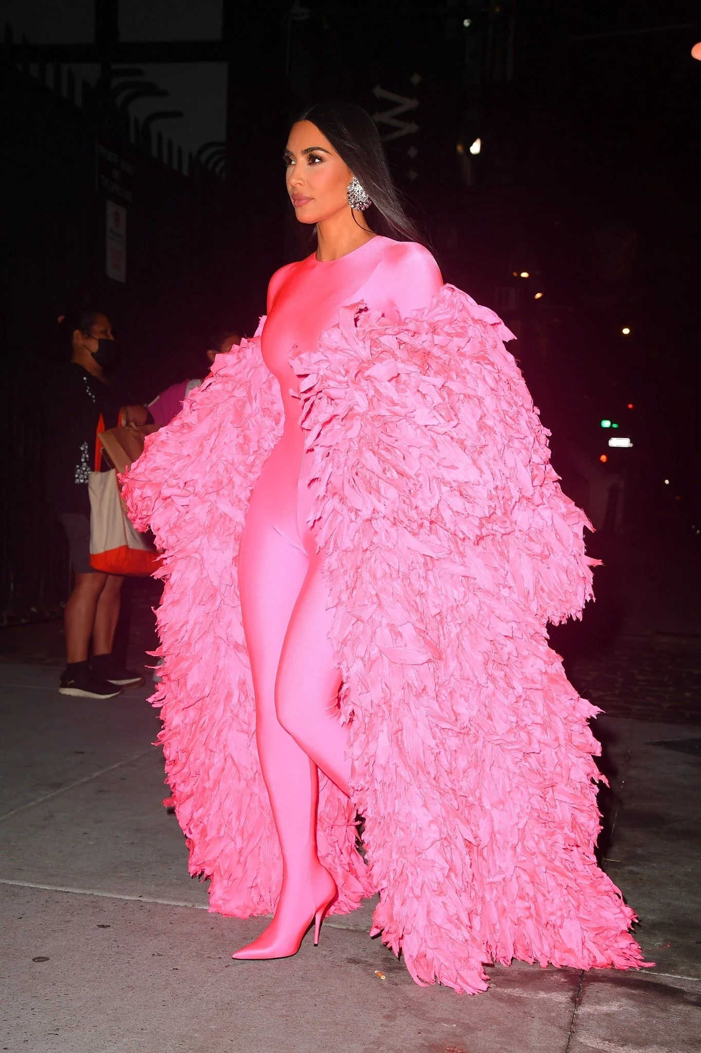 Kim Kardashian sizzles in pink Balenciaga catsuit as she heads to SNL Afterparty