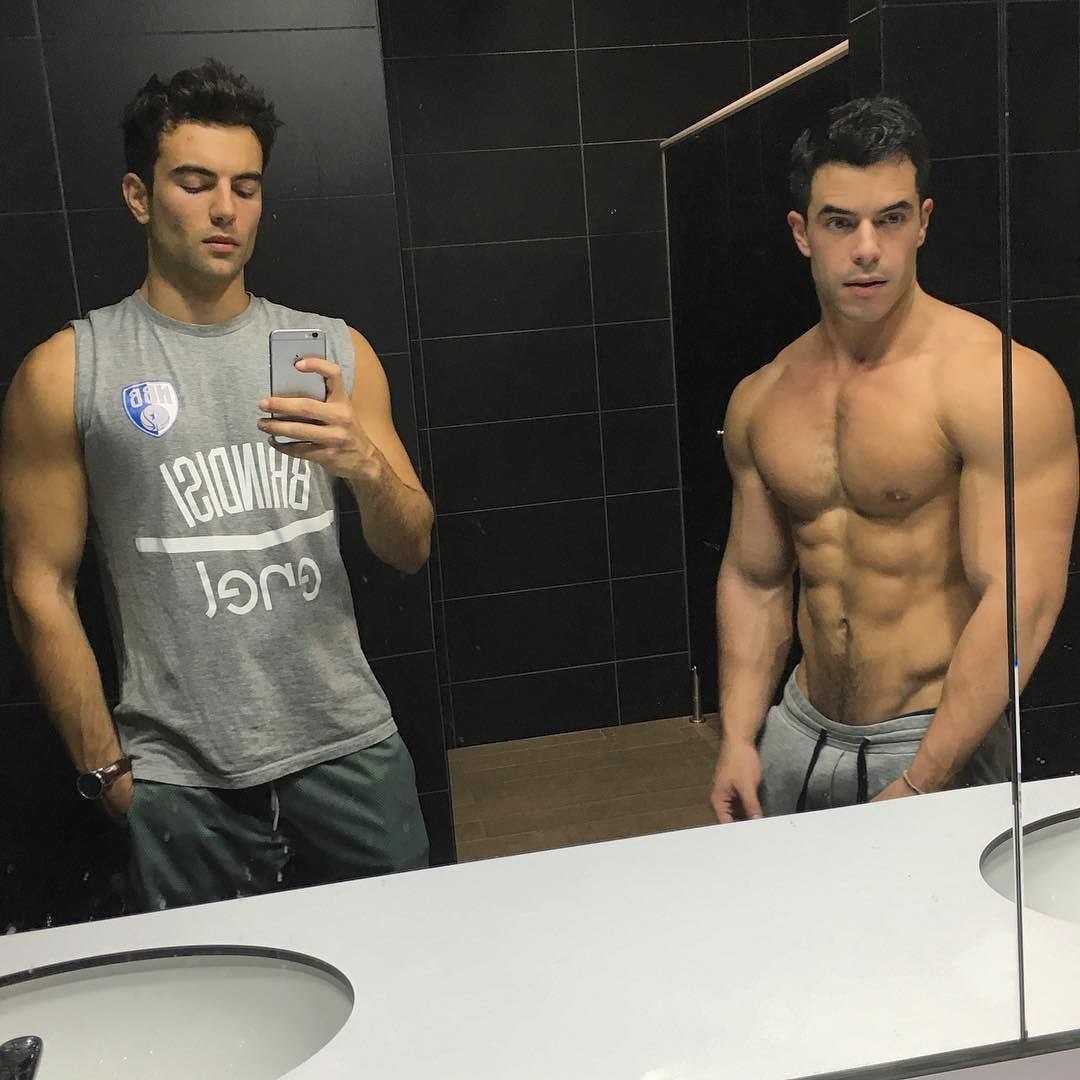 cocky-fit-strong-muscle-frat-bros-selfie