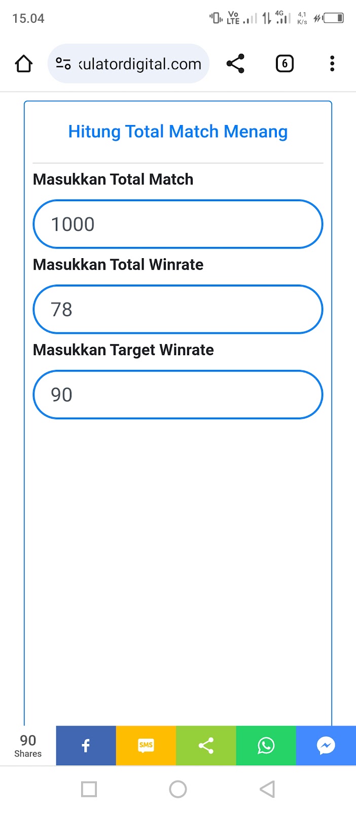 Cara Mudah Menghitung Winrate ML Dengan Aplikasi KalkulatorDigital.com