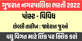 Gujarat Various Nagarpalika Bharti 2022 | Gujarat Nagarpalika Jobs 2022