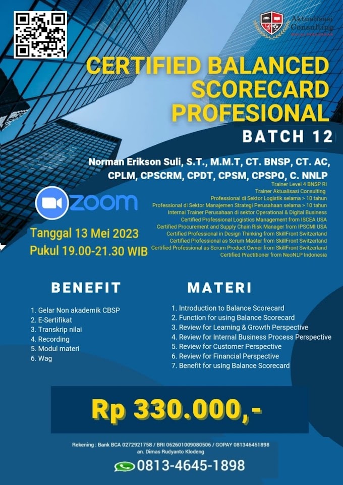 WA.0813-4645-1898 | Certified Balance Scorecard Professional (CBSP) 13 Mei 2023