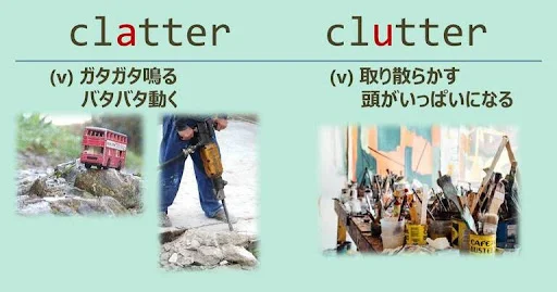 clatter, clutter, スペルが似ている英単語