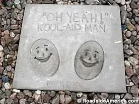 kool aid man honorary footsteps casted in cement in hastings museum, Nebraska