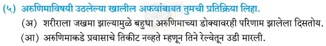 Chapter 11: गोष्ट अरुणिमाची Balbharati solutions for Marathi - Kumarbharati 10th Standard SSC Maharashtra State Board [मराठी - कुमारभारती इयत्ता १० वी]