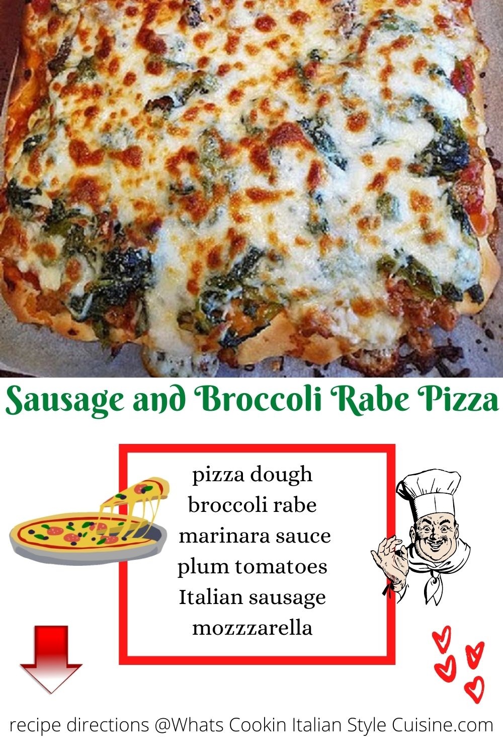 This is a pin for later how to make this is homemade dough topped with broccoli rabe and sausage