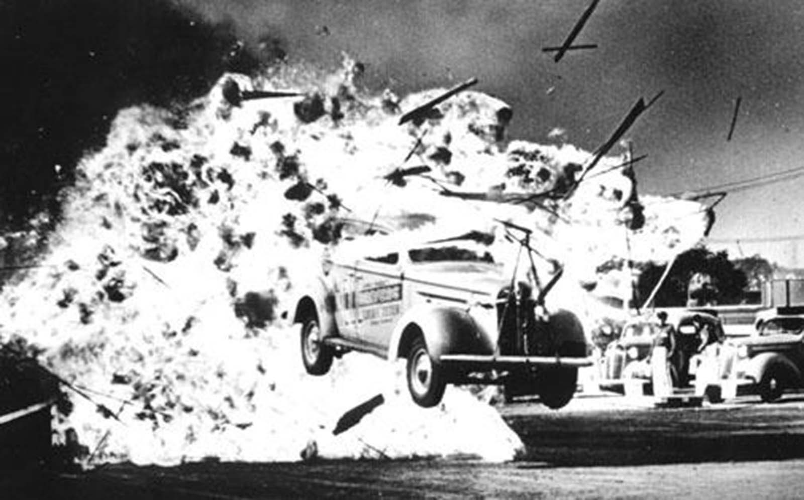 vintage photos stuntmen crashing cars