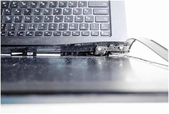 broken laptop hinge from another angle