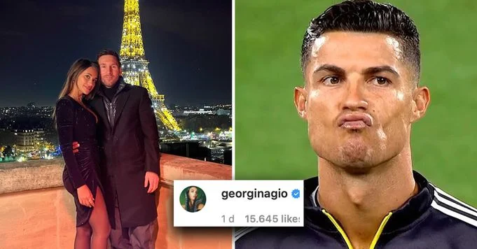 Cristiano’s girlfriend Georgina reacts to Antonella Rocuzzo’s photo with Lionel Messi