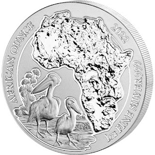 1 Ounce Silver Ruanda Pelican 2022 BU African Ounce
