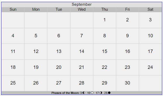 Gregorian Calendar 2022 September