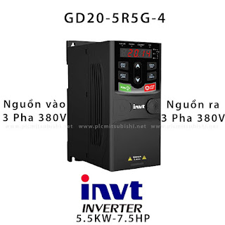 BIẾN TẦN VÀO 3 PHA 380V PHA RA 3 PHA 380V 7.5HP 5.5KW - BIẾN TẦN INVT 3 PHA 380V GD20-5R5G-4