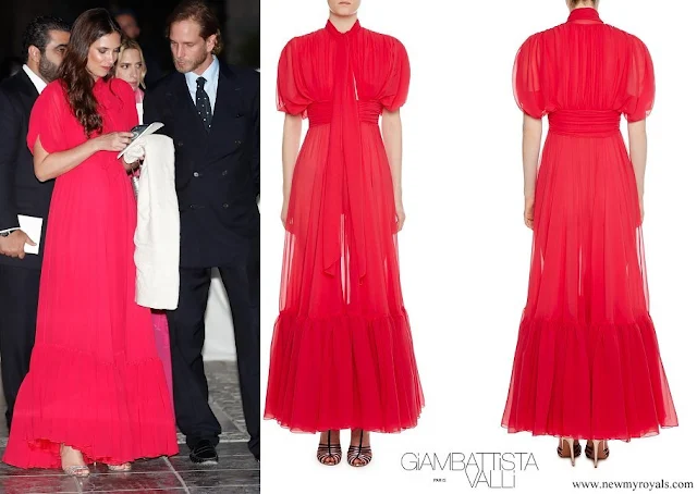 Tatiana Santo Domingo wore Giambattista Valli Tie-Neck Tiered-Hem Silk Gown