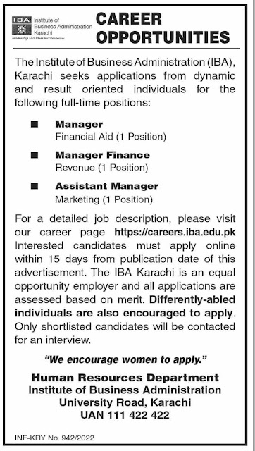 IBA Karachi Jobs March 2022, Institute of Business Administration Jobs 2022