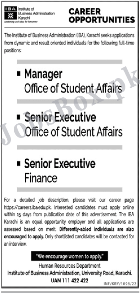 IBA Institute of Business Administration Jobs 2022 in Pakistan