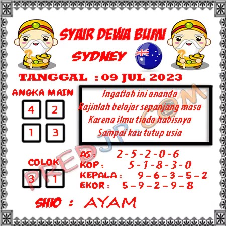 Prediksi Dewa Bumi Sdy Minggu 09-Juli-2023