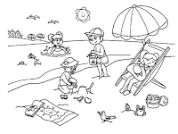 kids on the beach coloring page