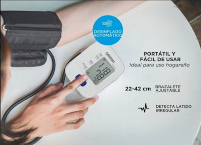 Tensiometro digital Omron brazo brazalete modo uso medicion presion arterial pulso caracteristicas pantalla