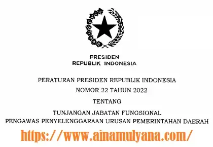 Perpres Nomor 22 Tahun 2022 Tentang Tunjangan Jabatan Fungsional Pengawas Penyelenggaraan Urusan Pemerintahan Daerah