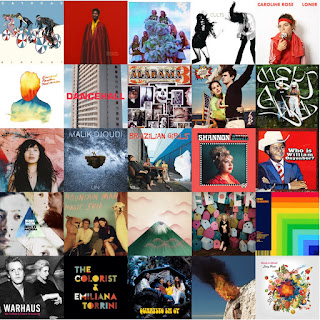 Composite of 25 albums covers used in the Winter 2022 playlist.