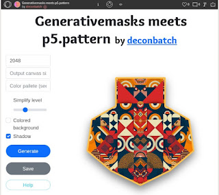 The appearance of web application called 'Generativemasks meets p5.pattern'.